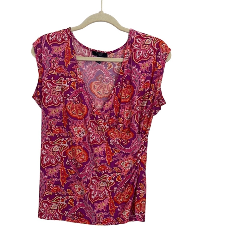 Vintage Ralph Lauren Chaps Paisley V Neck Sleeveless Wrap Blouse